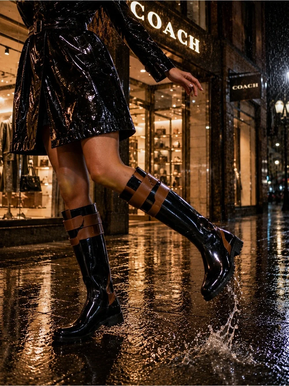 Coach Talia Knee High Rubber Rain Boots. Coach